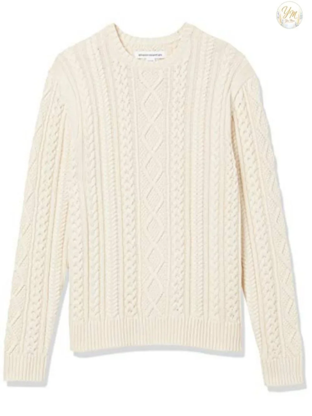 Men's 100% Cotton Fisherman Cable Crewneck Sweater